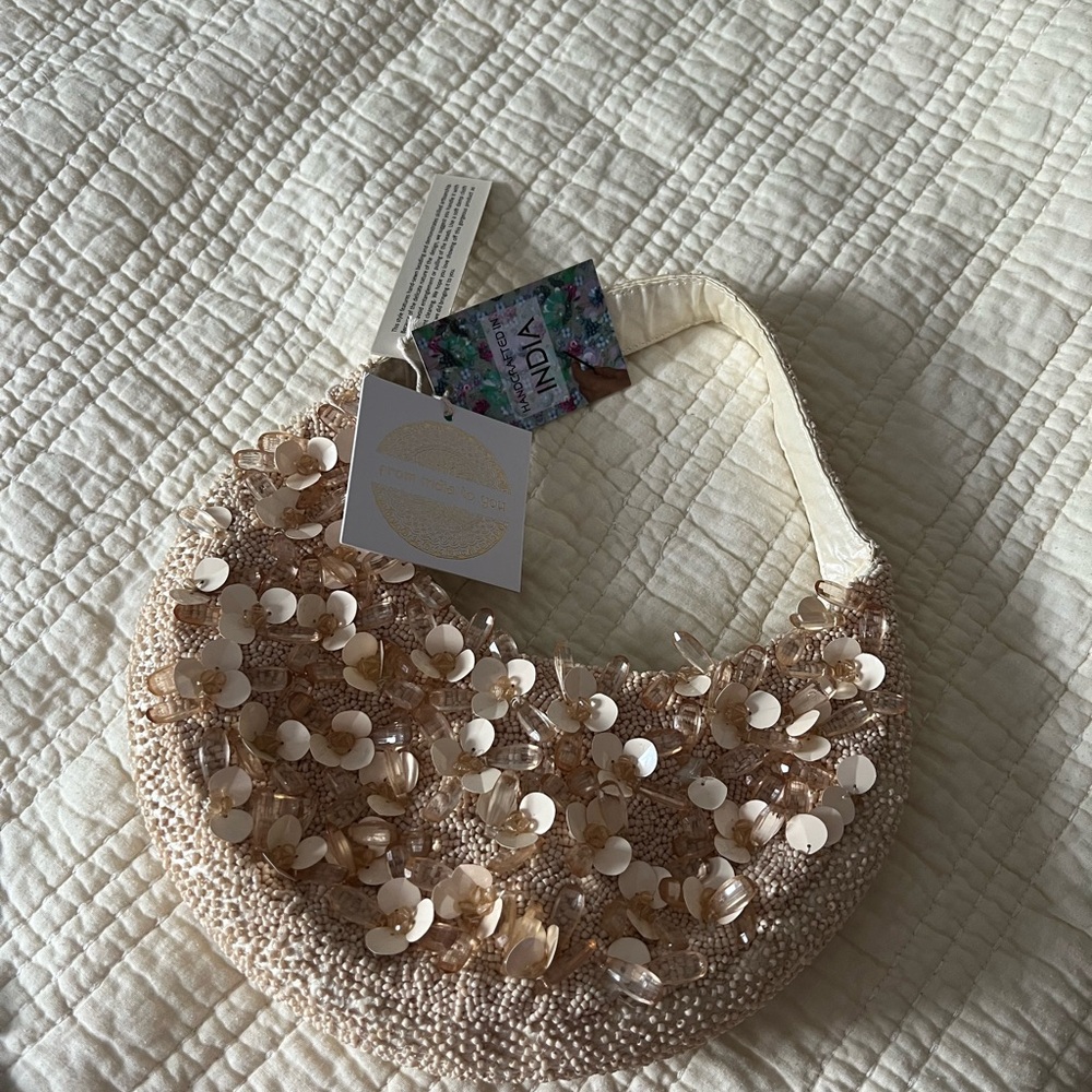 Beaded Cream and Gold Handbag - Made in India - TJMaxx